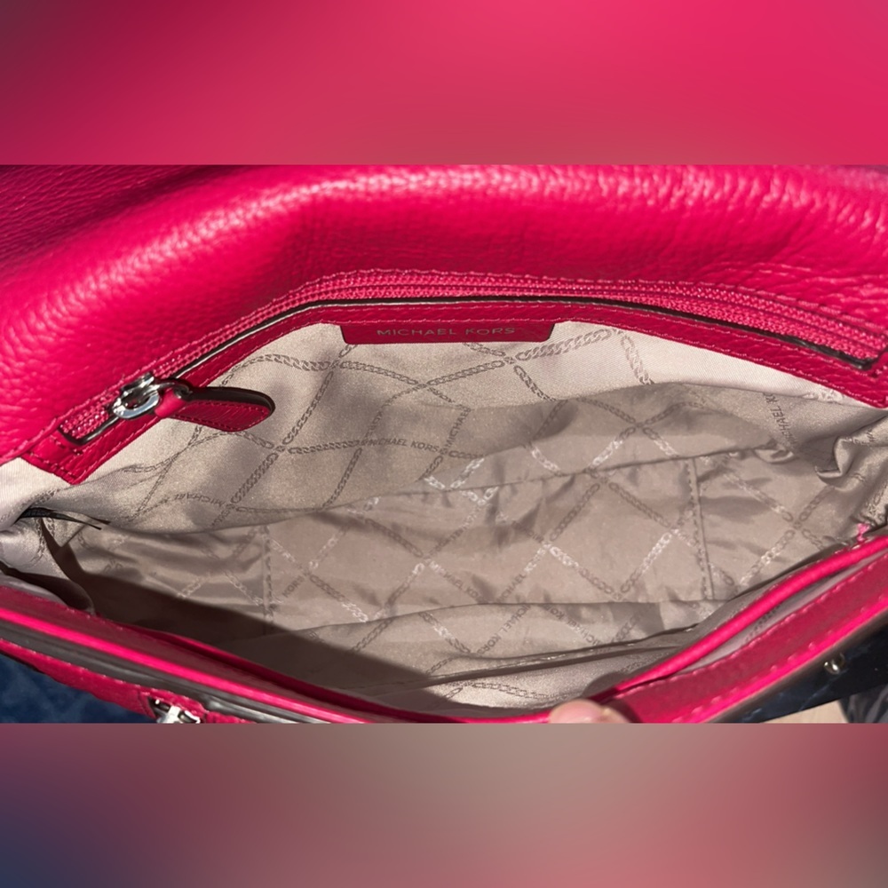 MICHAEL KORS Handbag Bedford Legacy Leather Flap Crossbody Bag Red AUTHENTIC - Picture 13 of 15